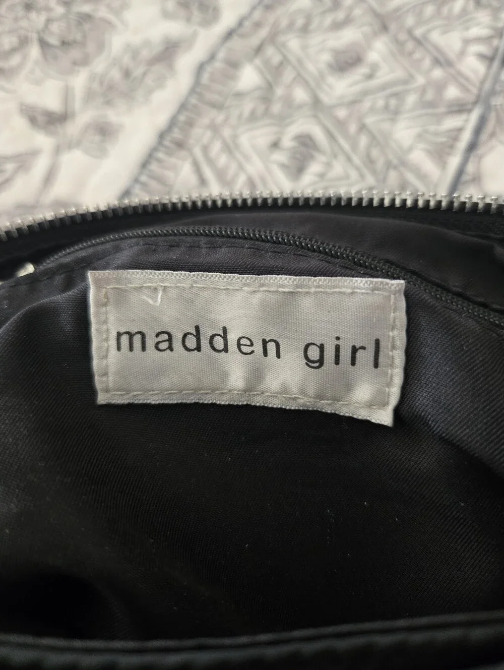 Madden Girl Black Crossbody Bag with Silver Chain Accent
